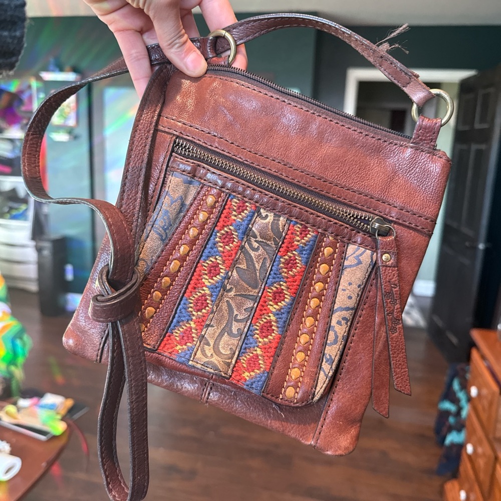 Fossil Patchwork and Leather Crossbody Bag